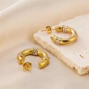 Zirconia Gold Hoop Earrings