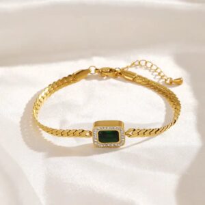 Exquisite Green Emerald Zircon Trendy Golden Bracelet