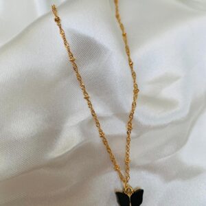 graceful black butterfly pendant necklace