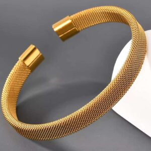 trendy gold mesh cuff bangle