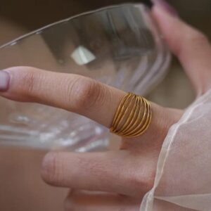 bold gold multi strand ring