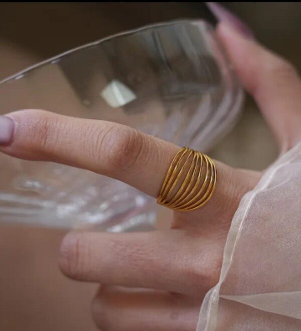 bold gold multi strand ring