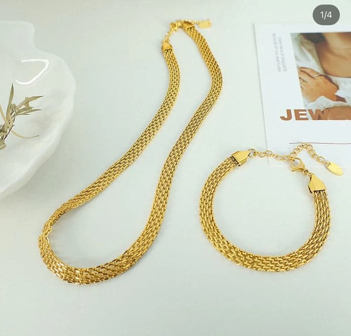 rowena gold necklace and bracelet set rowena gold necklace and bracelet set