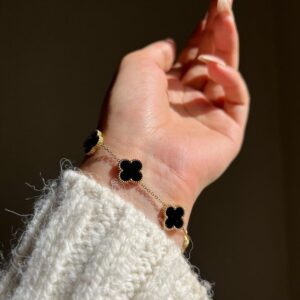 elegant black clover bracelet