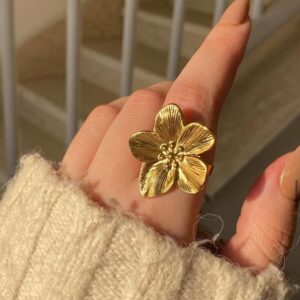 gold flower adjustable ring